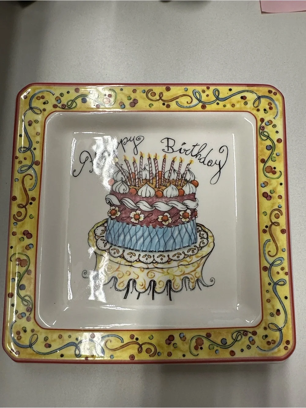 Birthday Cake Square Decorative Serving Dish